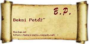 Beksi Pető névjegykártya